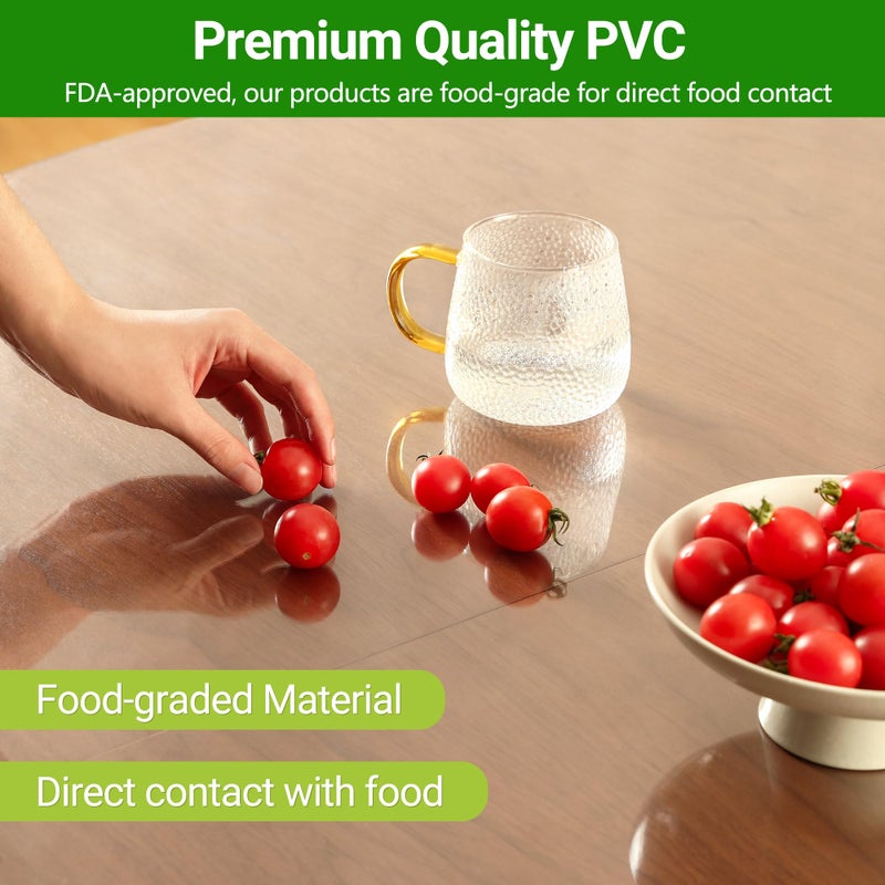 ETECHMART Clear Plastic Table Cover Protector Rectangle 36 x 60'', Thick Waterproof Transparent Table Protector for Dining Table, Non-Slip Heat Resistant Clear Desk Mat for Kitchen Office Desktop - Image 2